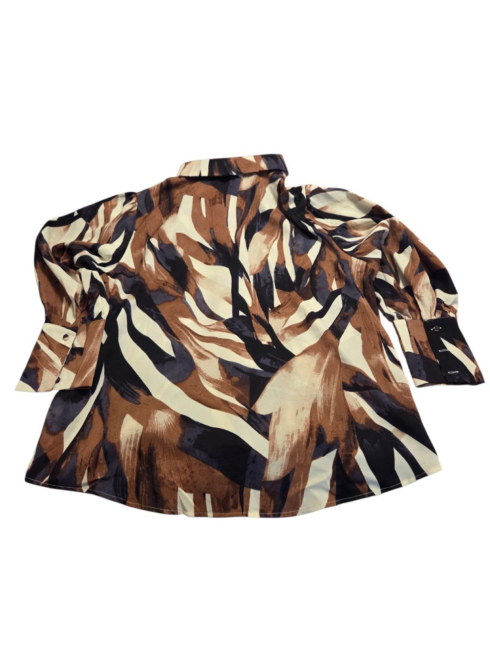 Carrdc Button Down Shirt Plus 2X Brown Black Abstract - Picture 7 of 7
